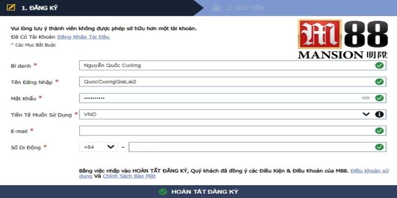 3 bước nhanh chóng đăng ký trên app m88